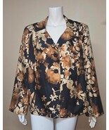 Le Suit Floral Black Brown Blazer Jacket Fully Lined Women Size 18 W - €12,92 EUR