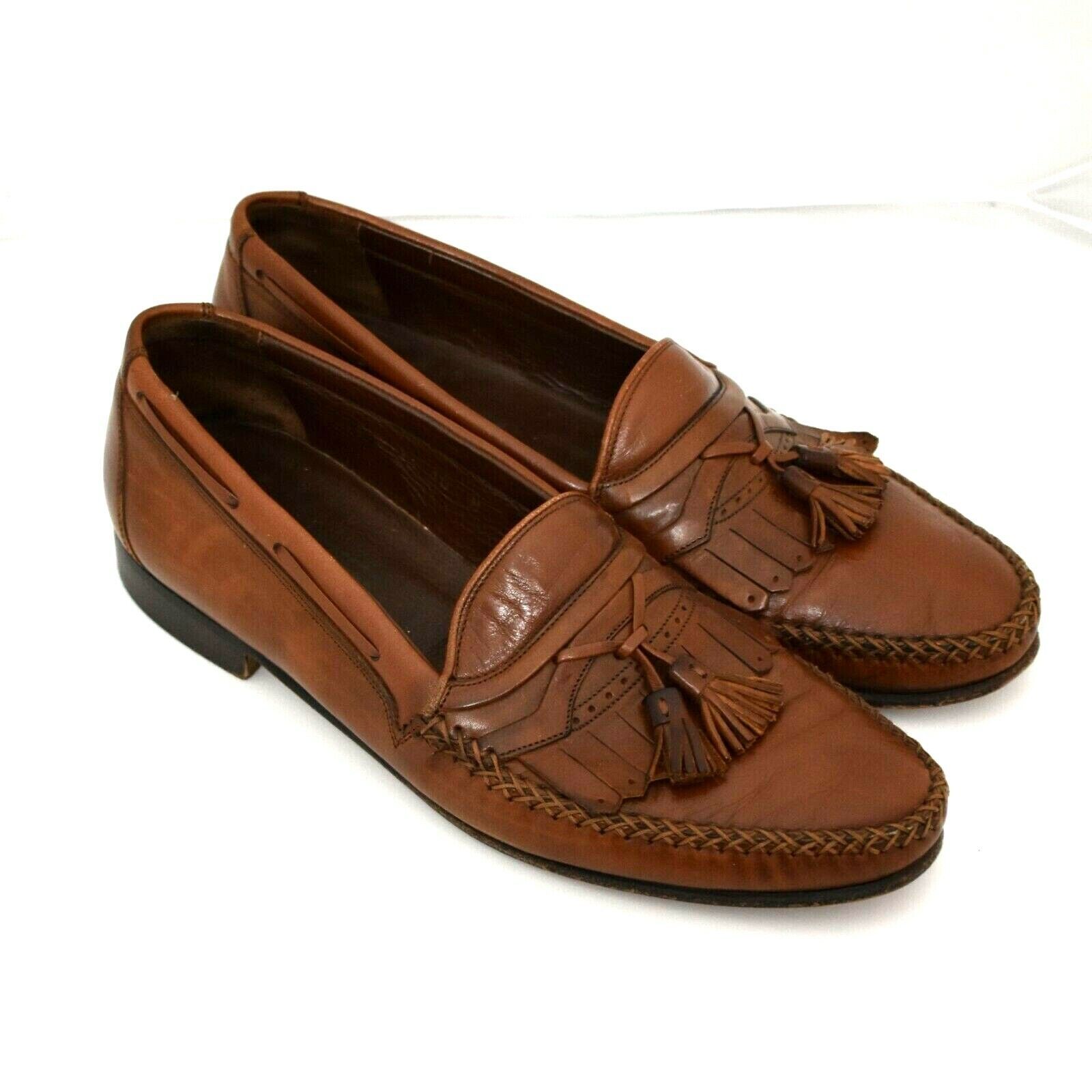 Primary image for Johnston and Murphy Brown Tassel Kiltie Loafer Mens 10N Brown Handcrafted #8134 