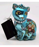 Robert Stanley Cat Ornament Rhinestone Collar Glitter Sequin Glass Hangi... - €25,42 EUR
