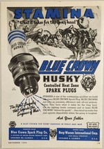 1944 Print Ad Blue Crown Husky Spark Plugs Dog Sled Team Chicago,Illinois - $17.98