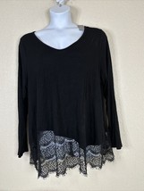 NWT Lane Bryant Womens Plus Size 22/24 (2X) Black Lace Embellished Shirt Long Sl - £12.50 GBP