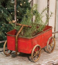 Rusty Red Wagon Christmas Holiday Decoration - Rustic Country Antique Style - $96.99