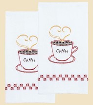 DMG DIY Dempsey Coffee Time Stamped Cross Stitch &amp; Embroidery Towel Kit - £12.67 GBP