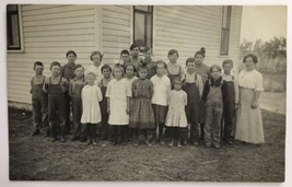 Early 1900s Rural One Room Schoolhouse Class of Children and Teacher RPPC - £15.47 GBP