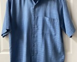 Bruno Button Short Sleeved Shirt Mens Size Large Blue Plaid Easy Care - £10.94 GBP
