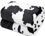 Cow Print Blanket Warm Plush Cute Black Cow Throw Blanket Soft Fleece Fl... - £15.21 GBP