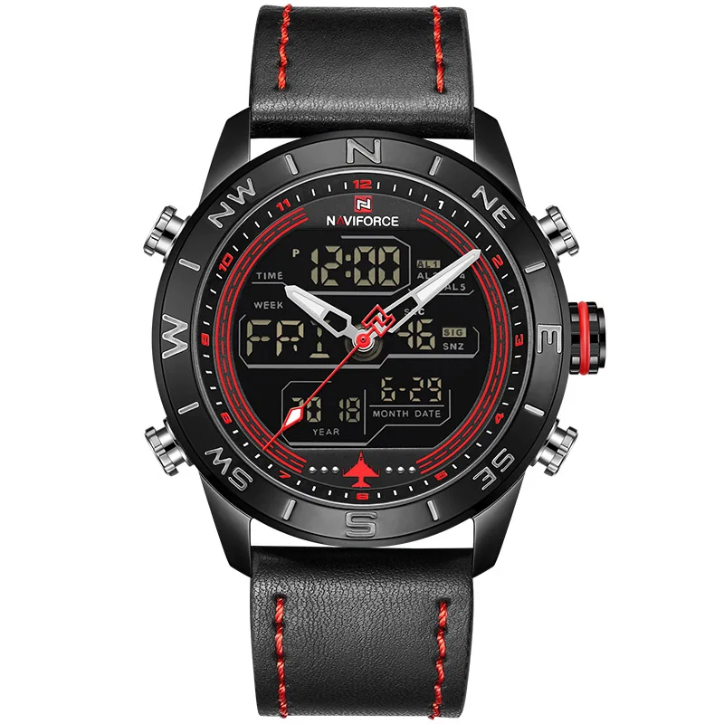 Men  NAVIFORCE   Leather  Wrist Watch Men Waterproof  Digital Clock  masculino - £92.20 GBP