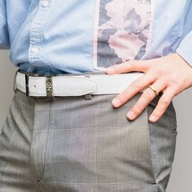 Alessio Belt Genuine Ostrich Leg Exotic Soft Feel White image 6