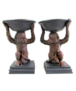 Pair of Z Gallerie Darwin Monkeys Left and Right Facing Holding Bowls  - €118,65 EUR