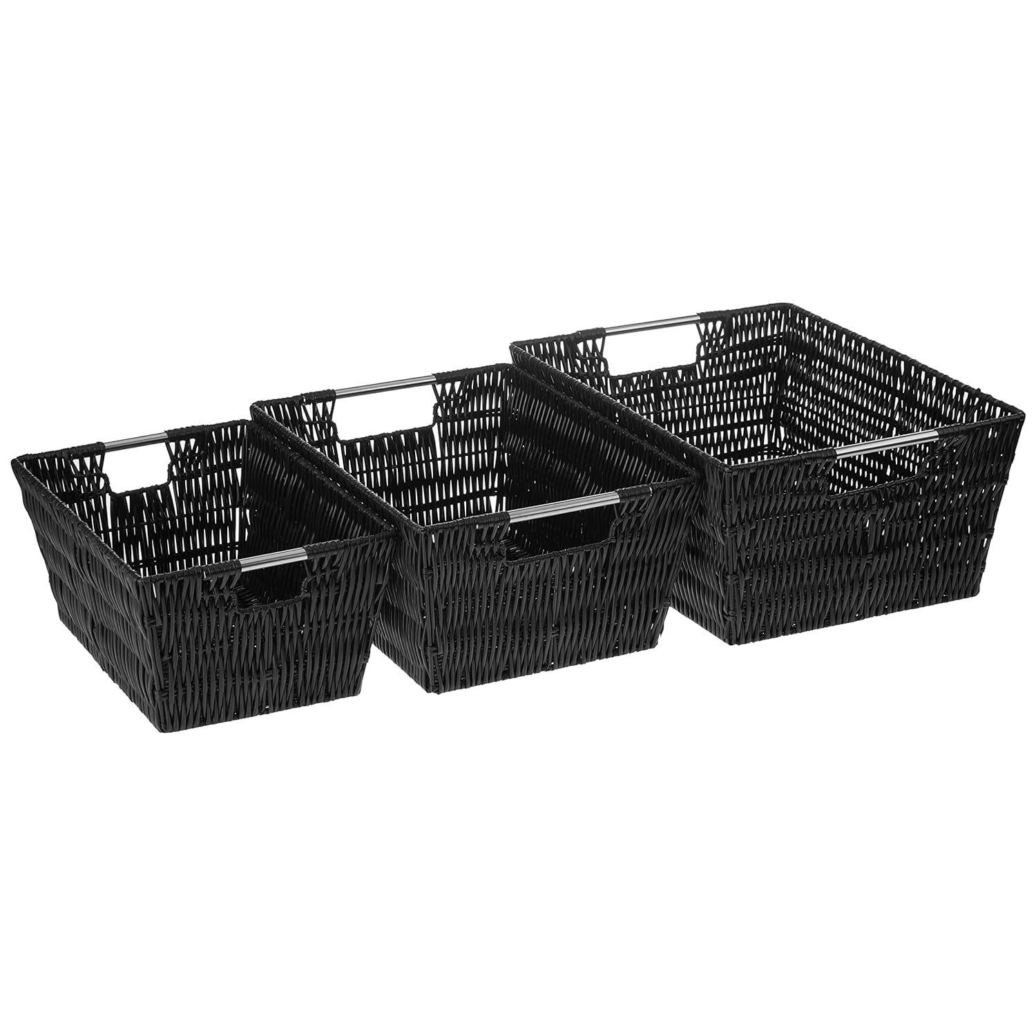 Primary image for Whitmor Rattique Storage Baskets - Black - (3 Piece Set)