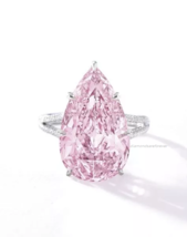 Features Huge Pear Shape Pink Tourmaline &amp; Lab-Created Diamonds Solitaire Ring - $700.27