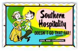 South Hospitality Civil War Centennial Day Glo Self-Stick Sticker Postcard P23 - £12.33 GBP