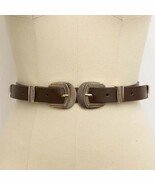 Double Buckle Vegan Leather Western Style Belt Brown - €21,42 EUR