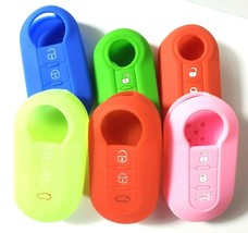 New Colored Silicone Cover Case for FIAT 500 3 Button Remote Flip Key Fob  - £5.29 GBP+