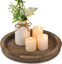 Candle Plate Holder Tray: round Wooden Decorative Candle Plate Small Far... - €17,79 EUR