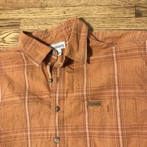 Carhartt Outdoor Wear Short Sleeve Button Up  XL Orange Plaid - $8.40