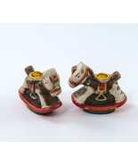 2 Holiday Memories Rocking Horse Candle Holders Vintage 2.75&quot; Tall - £15.71 GBP