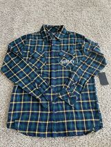 Hurley Men’sflannel Button Down blue green plaid T Shirt Long Sleeve Siz... - $327.37 MXN