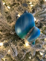 Blown Glass Sea Conch Tropical Shell Blue / Green Bejeweled Christmas Ornament - £6.51 GBP