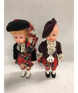 2pc Vintage Rogark? Scottish costume plaid kilt dolls souvenir figurine ... - £32.84 GBP