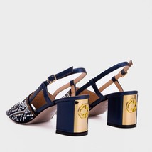The Nampula Navy Blue Leather Women Slingback Sandal image 3
