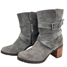 Clarks Malvet Doris Suede Boots Gray 9 Buckle Straps Block Heel Ankle Bo... - £39.59 GBP