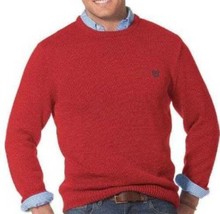 Mens Sweater Chaps Red Long Sleeve Crewneck Heavy Knit Pullover $60 NEW-... - £23.25 GBP