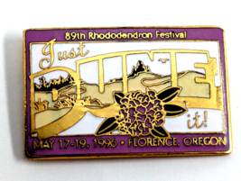 VTG 1996 Florence Rhododendron Festival Oregon Just Dune It Enamel Pin Souvneir - $12.99