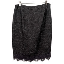 Coldwater Creek Pencil Skirt 8 Womens Black Lace Eyelash Sparkle Suit Career - £13.13 GBP