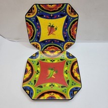 Hot and Saucy Sue Zipkin 8.5&quot; Salad Plates Chili Peppers Certified Inter... - $819.24 MXN