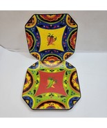 Hot and Saucy Sue Zipkin 8.5&quot; Salad Plates Chili Peppers Certified Inter... - €37,82 EUR