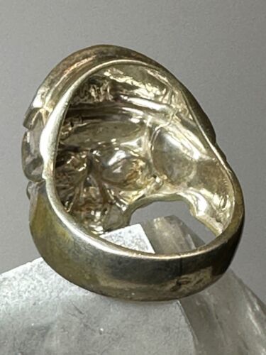 Skull ring size 10.25 biker band cast ring sterling silver from Ukraine Item image 5