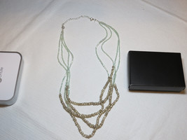 Ladies Women's Avon beaded necklace silver tone NIB silvertone ;; - $15.43