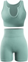 Workout Sets for Women Two Piece Outfits Sexy Gym Shorts (Blue,Size:M) - £17.77 GBP