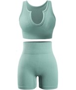 Workout Sets for Women Two Piece Outfits Sexy Gym Shorts (Blue,Size:M) - £17.30 GBP