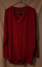 Mens Army Navy Red XL Long Sleeve 4 Button Henley Heavy Shirt Vintage - $12.99