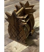 VTG MCM Pineapple Handmade Wooden Coasters W/Napkin Holder &amp; Handle - $335.99 MXN