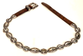 BRIGHTON Concho Chain Leather Belt - Woman&#39;s Size L  - 1996 - £48.99 GBP