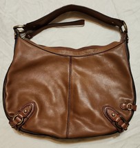 Cole Haan Leather Brown Purse Zip Compartment Short Handle Four Areas In... - $43.49