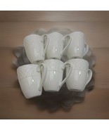 Basket Weave Trellis Set of 6 Coffee Tea Cups Mugs Bone China White 14 o... - $890.29 MXN