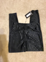 Pretty Little Thing Women&#39;s Black Satin Pinstripe High Waisted Pants Size 9/10 - £11.00 GBP
