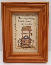 Small Framed Print Wishing Well 1975 Signed 3.5&quot;X4.5&quot; Vintage - £7.16 GBP