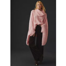 New By Anthropologie Funnel-Neck Poncho $98 ONESIZE Pink - £42.46 GBP