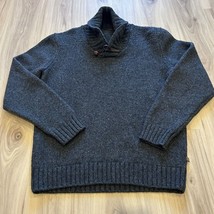 JAMES TATTERSALL LONDON Charcoal Shawl Neck Sweater Leather Closure Wool... - $22.77