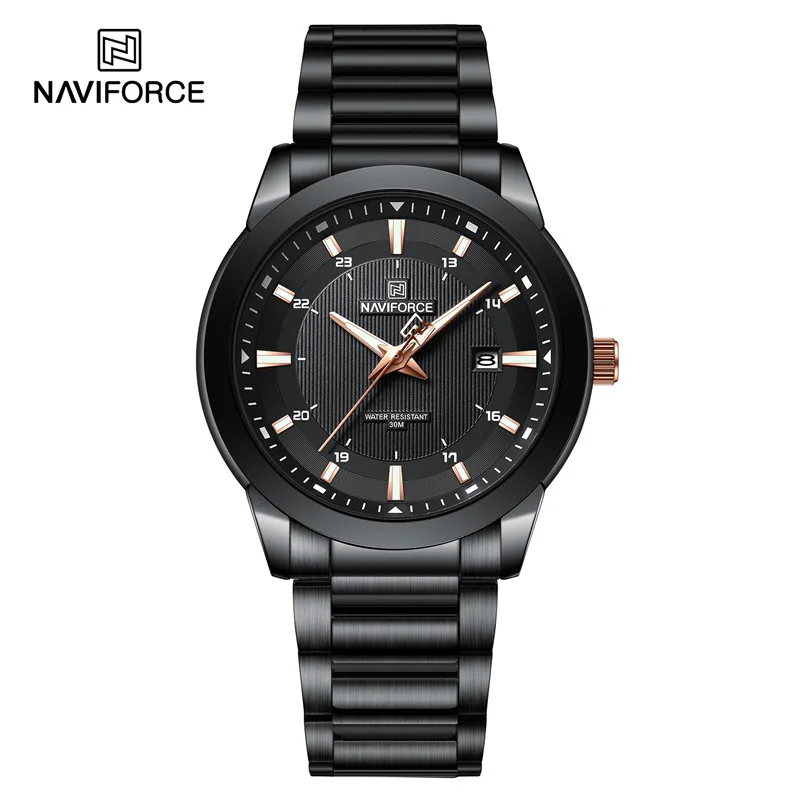 Watch 2024  NAVIFORCE Mens  Stainless Steel Strap Casual Male  Wristwatch  Water - £48.72 GBP