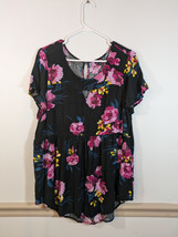 Torrid Babydoll Gauze Keyhole Front Tunic Top Floral Print Size 2 - £10.71 GBP