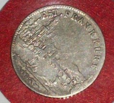 1853 KM350 6 Kreuzer Kreutzer Frankfurt Am Main German Germany Silver Coin Hesse - £102.26 GBP