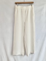 Aritzia Wilfred Wide Leg Pant MEDIUM Cream Crepe Pull On Dress Trousers ... - $44.99