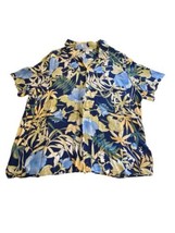 Dressbarn Woman 3xl Hawaiian Style Floral Button Down Blouse Gauzy Rayon￼ - $14.85