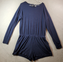 Gilly Hicks Romper Womens Large Blue Knit Polyester Logo Long Sleeve Rou... - $20.31